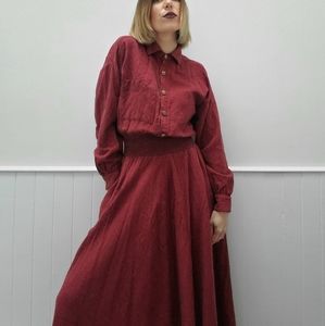 VINTAGE Long Sleeve Red Gingham Dress